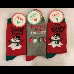 3 Pairs Ladies Christmas Socks Snowmen and Lights